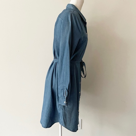 Old Navy | Blue Chambray Roll Tab Tie Waist Shirt Dress *NWT* - Picture 6 of 16